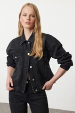 Trendyol Black Belt Detailed Denim Jacket