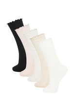 DEFACTO Women's Comfortable Elastic 5-Pack Cotton Long Socks D0535axns