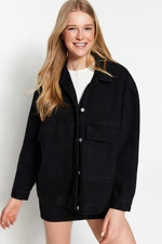 Trendyol Black Pocket Szczegółowa kurtka jeansowa oversize