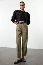 Trendyol Khaki Belted High Waist Mom Jeans