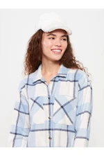 LC Waikiki Women's Plaid Long Sleeve Oversize Gabardine Lumberjack Shirt Jacket