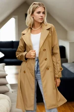 68115 Dewberry Belted Women Trenchcoat-CAMEL