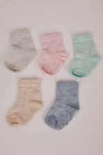 DEFACTO Baby Girl Non-Slip Sole 5-Pack Cotton Long Socks