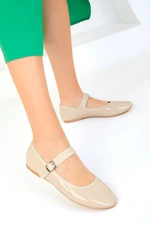 Soho Beige Patent Leather Women&#39;s Ballerinas 19004