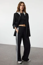 Trendyol Black Color Block Wide Leg Thick Polar Fleece Knitted Sweatpants