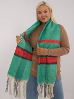 Green knitted plaid women's scarf