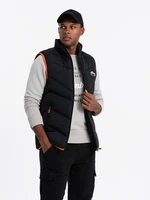 Ombre Men's quilted sleeveless jacket with neon accents - black