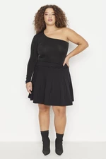 Trendyol Curve Black Knitted Pleated Skirt