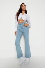 Trendyol Light Blue High Waist Crop Flare Jeans