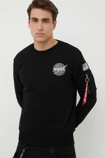 Mikina Alpha Industries Space Shuttle Sweater 178307.03, pánska, čierna farba, s potlačou