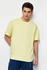 Trendyol Yellow Oversize/Wide Cut Basic 100% Cotton T-Shirt