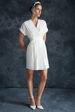 Trendyol White Double Breasted Collar A-line Mini Woven Dress with Waist Opening