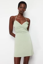 Trendyol Light Green A-Cut Knitted Flower Detailed Elegant Evening Dress