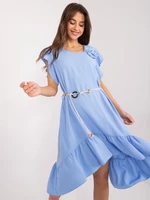 Light blue asymmetrical dress with ruffles