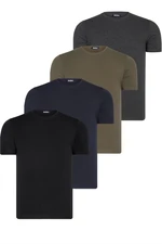 QUAD SET T8569 DEWBERRY BIKE COLLAR MEN'S T-SHIRT-BLACK-NAVY BLUE-ANTHRACITE-KHAKI