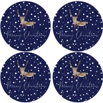 Bertoni Home Unisex's 4 Round Table Pads Set Renifer Navy Blue