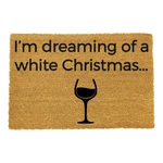 Čierna rohožka z prírodného kokosového vlákna Artsy Doormats White Wine Christmas, 40 x 60 cm