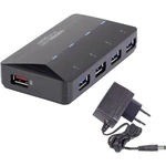 USB 3.0 hub Renkforce 4 + 1 port, čierna