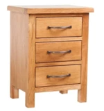 Solid Oak Wood Nightstand with 3 Storage Drawers Living Room Bedroom Stand Brown 15.7"x11.8"x21.3"