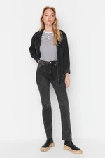 Trendyol Anthracite High Waist With Cut-Out Legs Bootcut Jeans