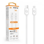 Datový kabel ALIGATOR POWER 3A, USB-C/micro USB, 1m, bílá