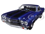 1970 Chevrolet El Camino SS 396 Dark Blue Metallic with Black Stripes 1/24 Diecast Model Car by Motormax