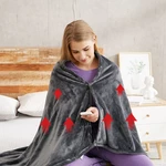 WOOTSHU Electric Heating Shawl Plush Blanket 3 Gears 8 Zone Heating USB Double-sided Coral Fleece Winter Warm Blanket fo
