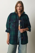 Happiness İstanbul Dámská bunda Emerald Lumberjack Fleece Shirt Jacket