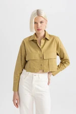 DEFACTO Crop Gabardine Long Sleeve Shirt