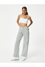 Koton Wide Leg Trousers Standard Waist Button - Bianca Jean