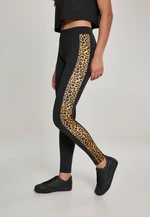 Women's leggings with striped blk/leo pattern