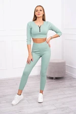 Ribbed crop top set dark mint