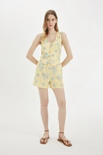 DEFACTO Floral Normal Waist Linen Blend Shorts