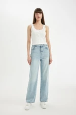 DEFACTO 90's Wide Leg High Waist Long Jean Washed Trousers