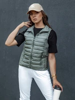 Women's quilted vest with stand-up collar STYLISHZ green Dstreet