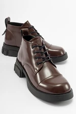 LuviShoes LAGOM Brown Patent Leather Women's Boots