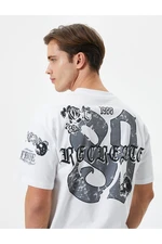 Koton Oversize T-Shirt Back Printed Skull Theme Crew Neck