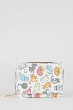 DEFACTO Women's Cat Patterned Faux Leather Wallet