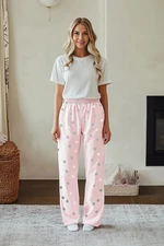 Trendyol Pink 100% Cotton Star Patterned Muslin Woven Pajama Bottoms