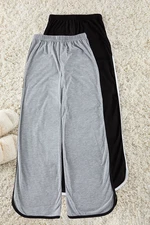 Trendyol Black-Grey 2-Pack 100% Cotton Piping Detailed Knitted Pajama Bottoms