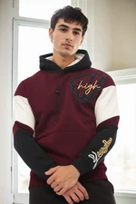 71185 Dewberry Embroidered Oversize Mens Sweatshirt-BURGUNDY