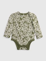 Zelené baby body organic s kvetmi GAP