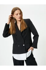 Koton Blazer Jacket Double Breasted Buttoned Pocket Shirt Piece Look