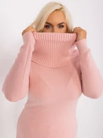 Plus size light pink sweater with cuffs