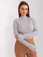 Gray ribbed viscose sweater