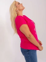 Fuchsia casual cotton blouse in larger size