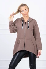 Sweatshirt with a longer back and mocha hood