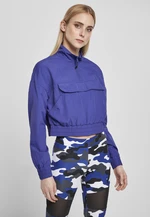 Women's jacket with cropped crinkle nylon, blue-purple