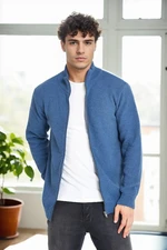 65801 Dewberry Zippered Knitwear Cardigan-INDIGO