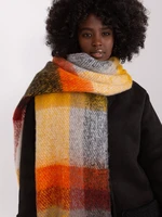 Orange and black warm checked scarf